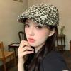 Retro Spice Girl Leopard Print Forward Hat Female Niche Street Show Face Niche Hat Advanced Sense