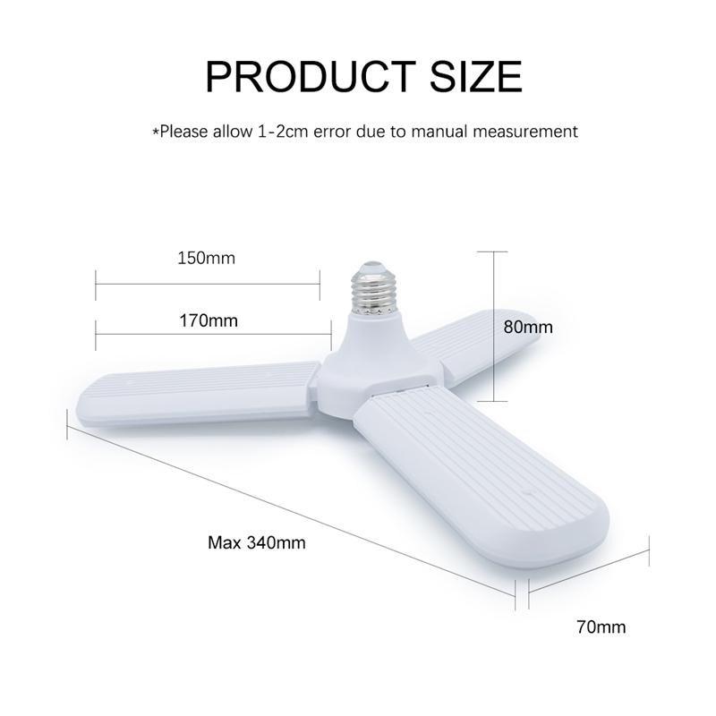 Светодиодная лампа E27 Складная лампа с лопастями вентилятора 45 Вт 60 Вт Регулируемый внутренний свет Дом Фабрика Гараж Мастерская Энергосбережение AC 220 В 240 В