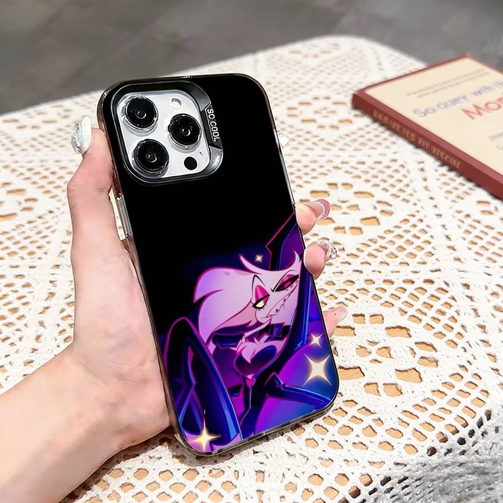 A-Angel Dust H-Hazbin H-Hotel Чехол для телефона для iPhone 17,16,15,14,13,12,11 Plus,Pro Max,XS,Цветной серебристый чехол для телефона