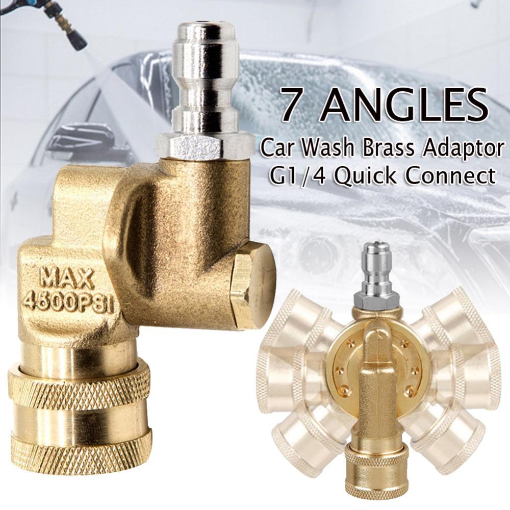 G1/4 Quick Connection For High Pressure Washer Attachment Gutter Cleaning Adaptor Car Wash 7 Angles Brass