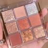 Charming and Versatile Transparent Nine-Color Eyeshadow Palette with Shimmery Luster and Matte Finish, Long-Lasting and  for Diverse Makeup Looks;