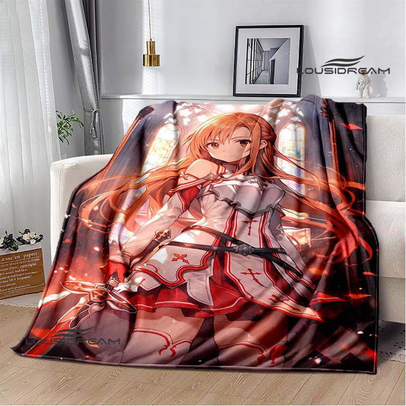 Мультяшные пледы с принтом Sword Art Online Плед для пикника Теплые фланелевые пледы Постельные принадлежности для дома Подарки на день рождения
