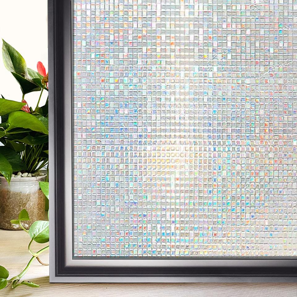 Window Privacy Film Rainbow Window Clings 3D Decorative Window Vinyl Stained Glass Window Decals, Static Cling Window Sticker