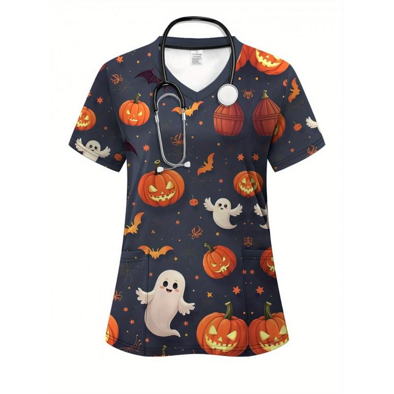 Womens V-Neck Short Sleeve T-Shirt With 3D Print Design Lightweight Breathable Casual Daily Wear