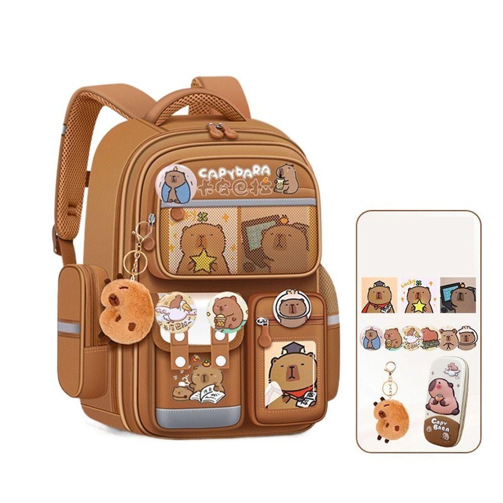 Oxford Cloth Capybara Backpack Waterproof Capybara Student Bag Cartoon Animal School Bag Unisex