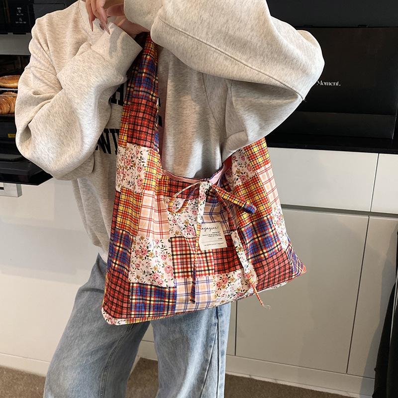 Весна-лето 2025, новая ретро двусторонняя сумка-жилет, наплечная сумка в стиле Simia, большая вместительная сумка для покупок, сумка-тоут.