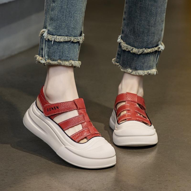 Сандалии на толстой подошве, повседневные спортивные туфли белого цвета из кожи