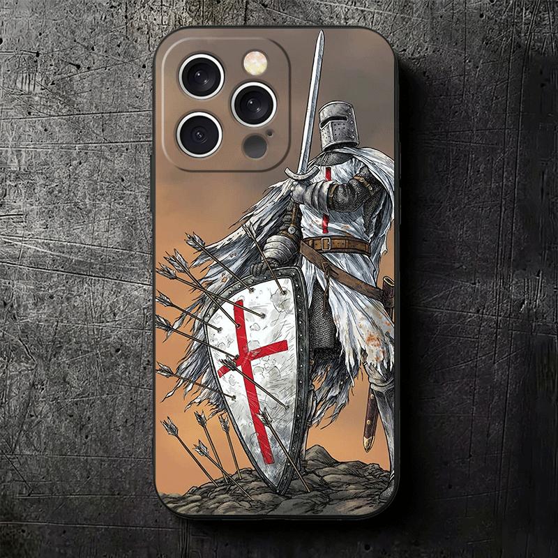 Крестоносцы Рыцари-тамплиеры Мягкий чехол для телефона для iPhone 16 16E 17 Air 15 Pro Max 14 Plus 13 Mini 11 12 7 Черная задняя крышка