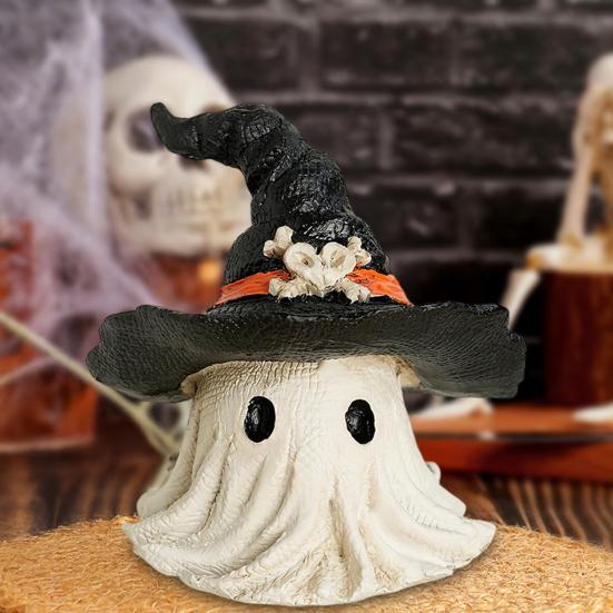 Halloween Ornament Ghost Wearing Witch Shape Statue Indoor Outdoor Display Statue Haunted House Ghost Ornament