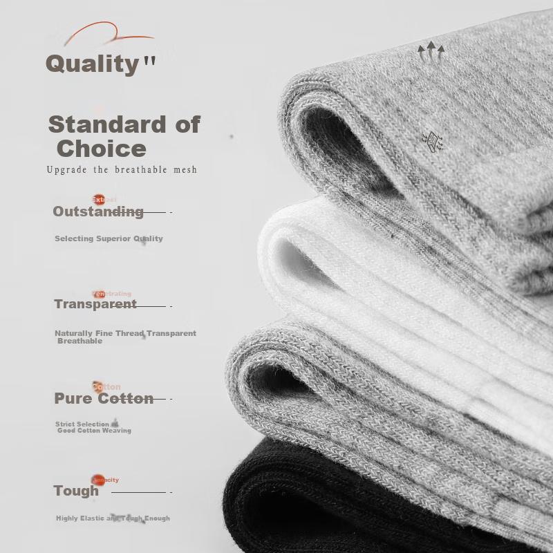 Dreamjiao Men's Autumn and Winter 100% Cotton Mid-Calf Socks 10A Odor-resistant Durable Casual Business Sports Cotton Socks