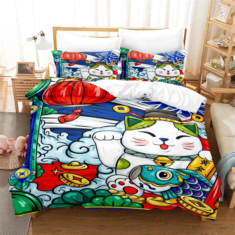 Комплект постельного белья с изображением счастливого кота из мультфильма, комплект постельного белья для влюбленных, комплект постельного белья для детей, комплект постельного белья размера «king-size», комплект постельного белья «queen-size»