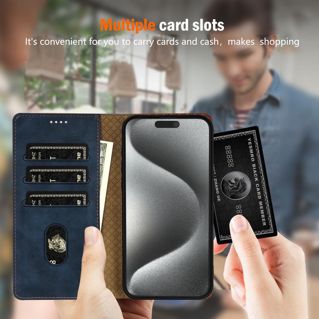 Роскошный деловой кошелек кожаный чехол для iPhone 17 16 15 14 13 12 11 Pro Max 15 Plus SE3 Магнитная откидная крышка с отделениями для карт для наличных