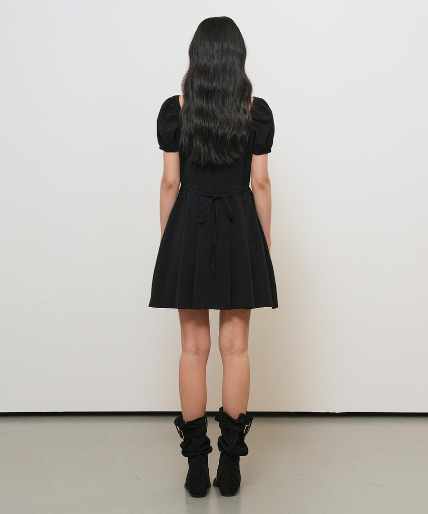 General Idea Square Neck Puff Mini Dress [Black] / Gf2Lop523