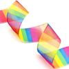 Градиентная лента из органзы Ширина подарочной упаковки ручной работы [moonfarm] 2,5 см (Радуга, 90м)