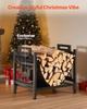 Indoor Firewood Rack, 45cm Curved Log Holder with Canvas Carrier, 18kg Weight Capacity Wood Storage Stand, Powder-Coated Steel Firewood Holder, Heavy