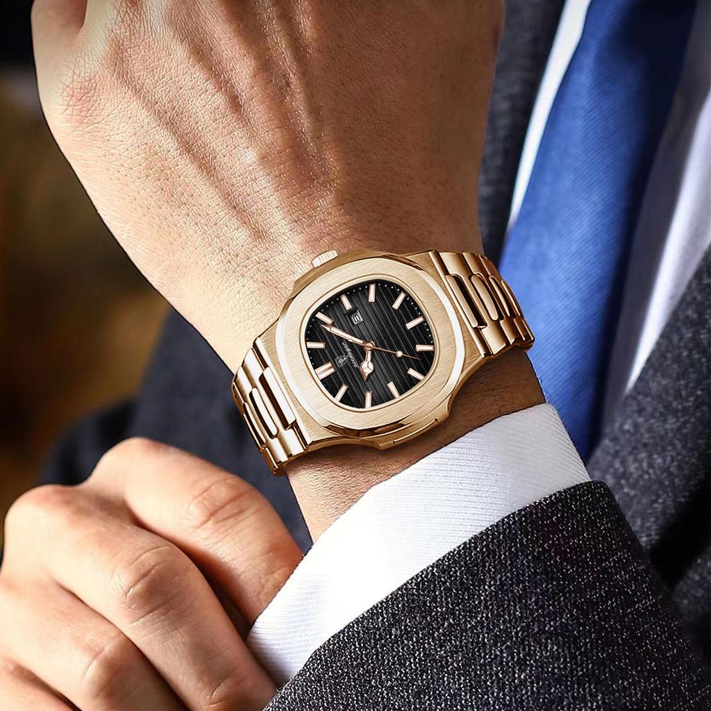 POEDAGAR Luxury Business Men Clock Luminous Waterproof Stainless Steel Man Wristwatch Date Creative Sports Quartz Men's Watches
