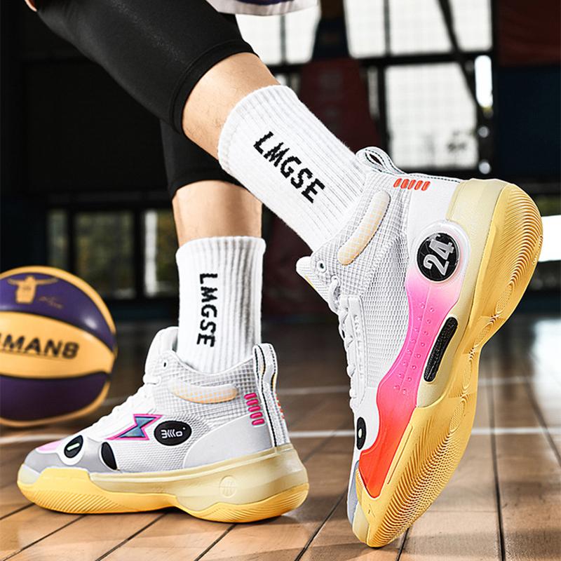 New Arrival Men's Basketball Shoes Cushioned Breathable Sneakers Comfortable Girl Non-Slip Training Sports Basketball Sneakers