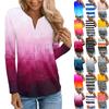 Women's Fashion Long Sleeve Plunger Sleeve V Loose Beautiful Printed Casual Top