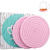 4.8" Sakura Pink Cotton Coasters for Drinks Set of 2 – Soft Absorbent Fabric Drink Pads for Coffee Cups, Boho Pastel Mug Mats for Desk, Nightstand,