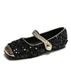 Fragrant Ballet Minimalist Flat Bottom Single Shoes for Women 2024 New Spring French Square Head Mary Jane Shoes