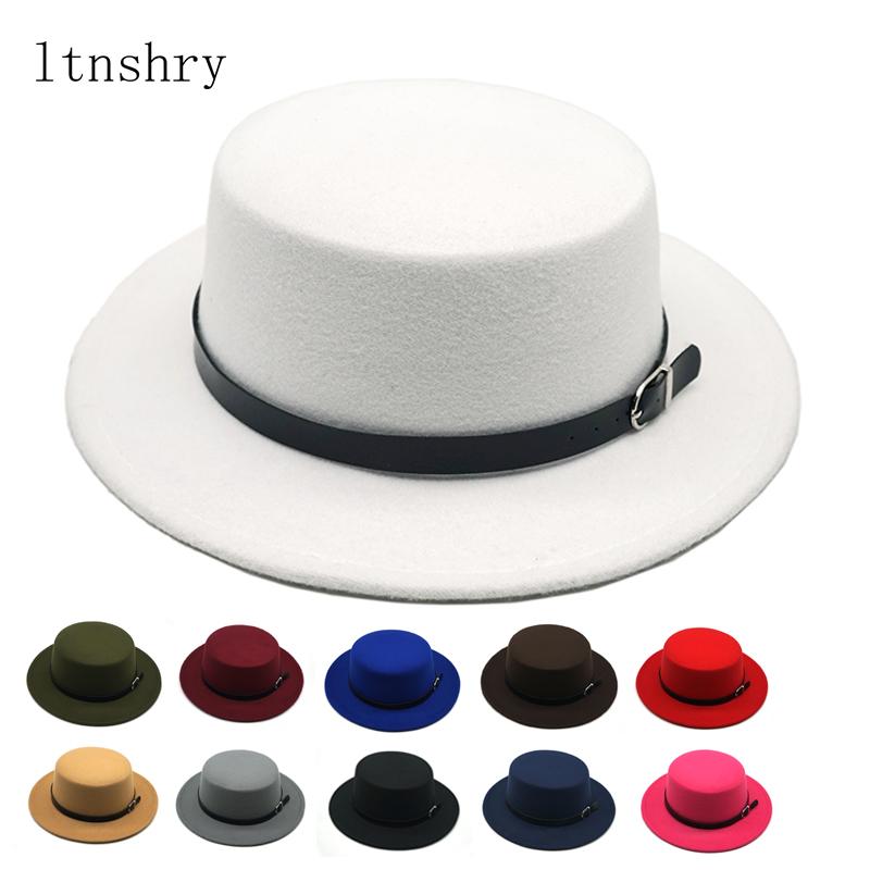 New Felt Hat Men Fedora Hats with Belt Women Vintage Trilby Caps Wool Fedora Warm Jazz Hat Chapeau Femme Feutre Panaman Hat