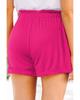 Bright Pink Plus Size Rolled Edge Ruffled Elastic Waist Textured Shorts