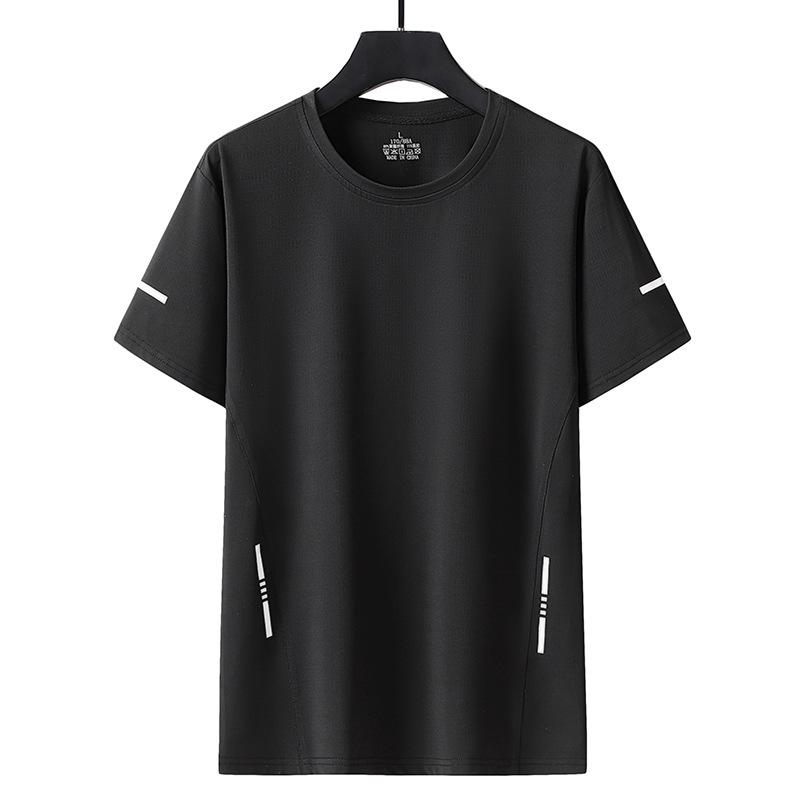 Летняя футболка из ледяного шелка с коротким рукавом, мужская эластичная быстросохнущая футболка с короткими рукавами, мужская верхняя одежда, мужская одежда