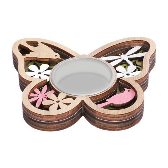 Подсвечник в виде бабочки, резьба по дереву, подставка для свечей в виде сердца, украшение для гостиной, ванной комнаты, центральный элемент стола