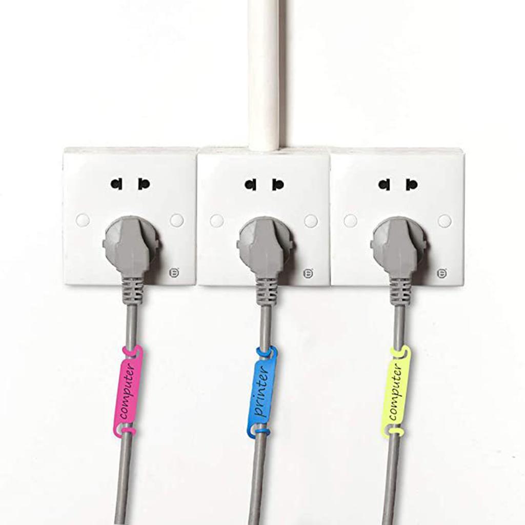 Бирки для кабелей Бирки для управления кабелями Многоцветные этикетки для кабелей Бирки для идентификации шнуров для USB-кабеля для компьютеров, телефонов, зарядных устройств