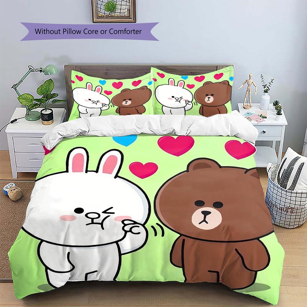 Kawaii Постельное белье Brown & Cony, Пододеяльник, Наволочка (без наполнителя), Мягкий Декор для спальни, Идеальный Подарок для фанатов.chl