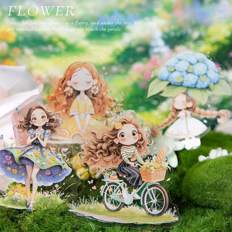 Наклейка для журнала Наклейка с мультяшной девочкой Наклейка для скрапбукинга Наклейка с пейзажем Наклейка с цветами Декоративная наклейка