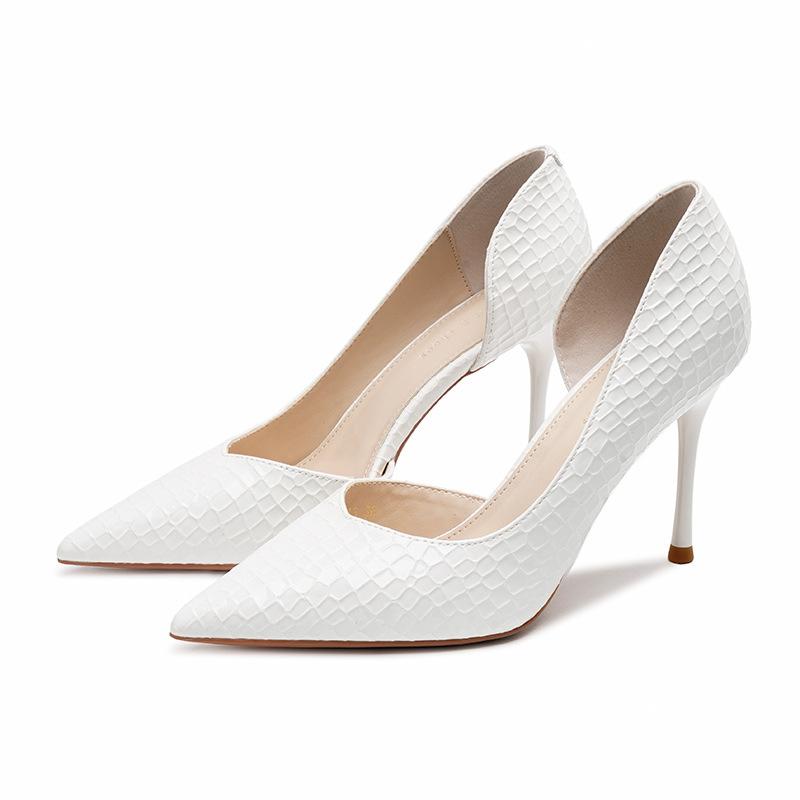 9 Commuter супер высокие каблуки сбоку пустые женские туфли сексуальные змеиный узор темперамент высокие каблуки неглубокий рот заостренные одинарные туфли женщины