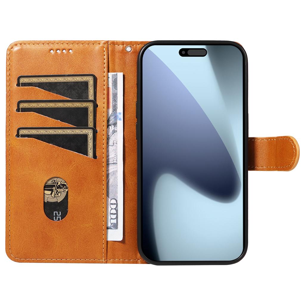 For iPhone 17 Pro Wallet Case T-Shape Lines Leather Phone Cover Stand