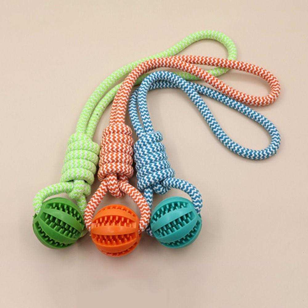 Bite-resistant Dog Slow Feeder Ball Pet Tooth Cleaning Dog Chewing Toys Fun Rope Knot Dog Toys Cat