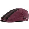 Water-washed, Distressed Men’s Five-stripe Patchwork Retro Beret-style Casual Cap