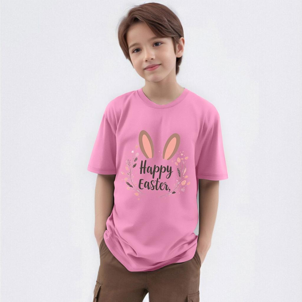 Children's Printed Round Neck Short-sleeved T-shirt Top