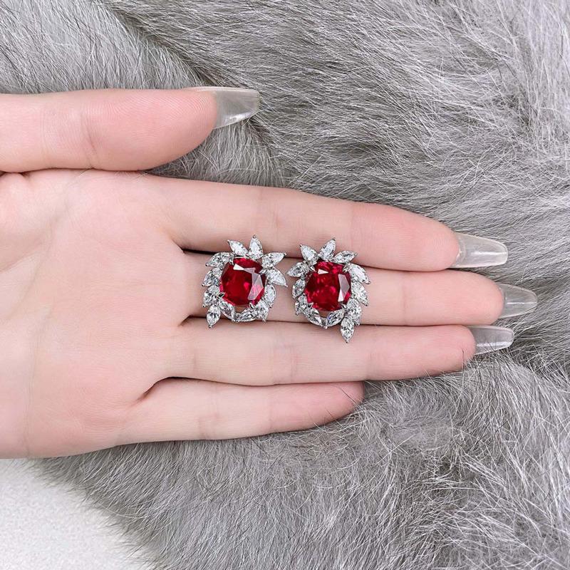 Gica Gema Женские серьги с цветочным узором из стерлингового серебра 925 пробы, кроваво-красные женские толстые квадратные 10*11, изящные ювелирные изделия высокого качества, подарок