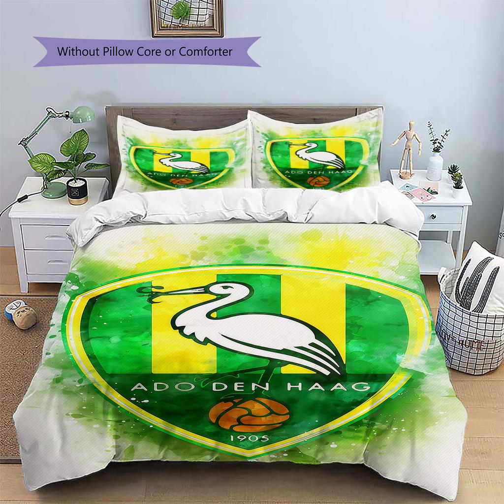 ADO Den Haag Pattern Bedding,Quilt Set Quilt Cover Pillowcase Home Birthday Gift(1 * duvet cover + 2 * pillowcase, without core)