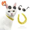 Adorable Pet Party Outfit: Necklace, Glasses & Sunglasses with Gold Chain for Cats & Puppies