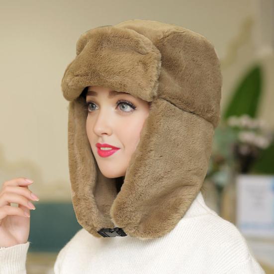 Женская зимняя шапка Yousheng, утолщенная плюшевая защита ушей, пушистая ветровая крыша, регулируемое сохранение тепла, для катания на лыжах, коньках, сноуборде, шапка Lei Feng
