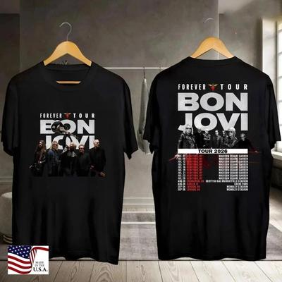 Футболка Bon Jovi 2026 Forever Tour Футболка Bon Jovi 2026 Концерт Футболка Bon Jovi Унисекс Футболка