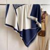 Thickened Cashmere Imitation Scarf Women's Autumn Winter Fashion Color Block Scarf with Tassel Four Sides Warm Large Scarf