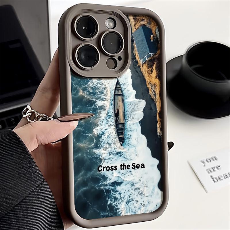 Синий морской принт противоударный чехол для iPhone 16 Pro Max 15 14 Pro 13 12 11 8 7 мягкий силиконовый защитный матовый чехол для телефона TPU