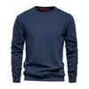 Fall Winter Men Top Loose O Neck Long Sleeves Pure Color Warm Pullover Mid
