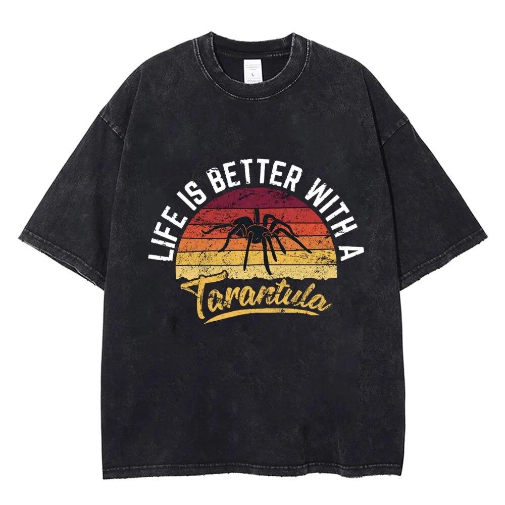 Винтажная футболка с принтом паука, женская футболка унисекс в стиле хип-хоп, Harajuku, готическая, панк-хлопковая, летние свободные футболки, уличная одежда Y2k