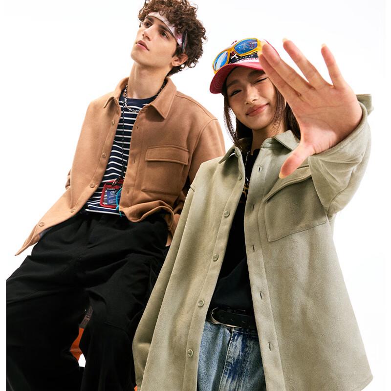 Fingercroxxit Unisex Fleece-Lined Suede-Look Winter Jacket