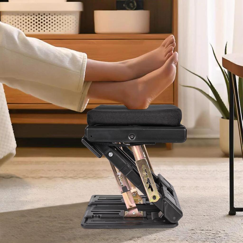 Adjustable or Home Use 4-Height Footrest, Foldable, Under-Desk, Office, Work, Car, (Black)