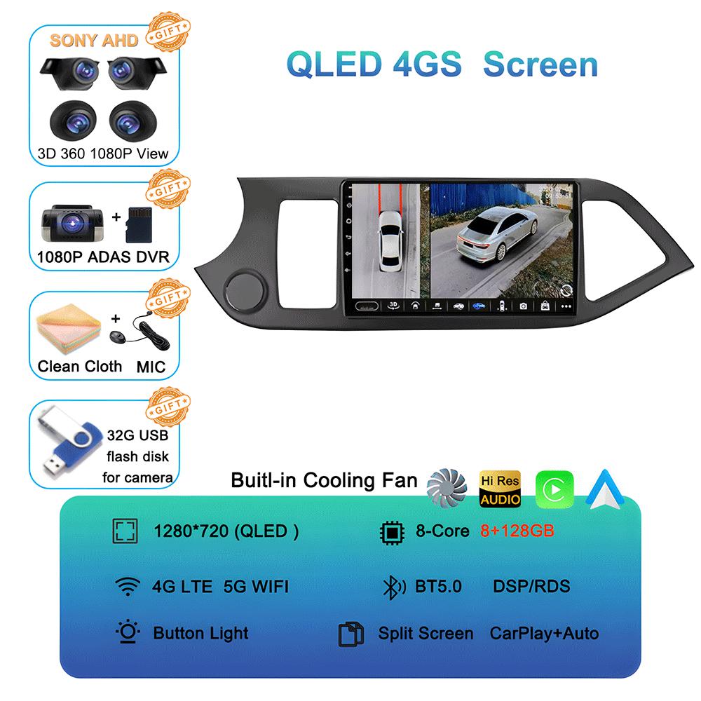 Android 14 Carplay Car Radio Multimidia Video Player For KIA PICANTO Morning 2011 - 2017 Navigation GPS IPS Head Unit NO 2din