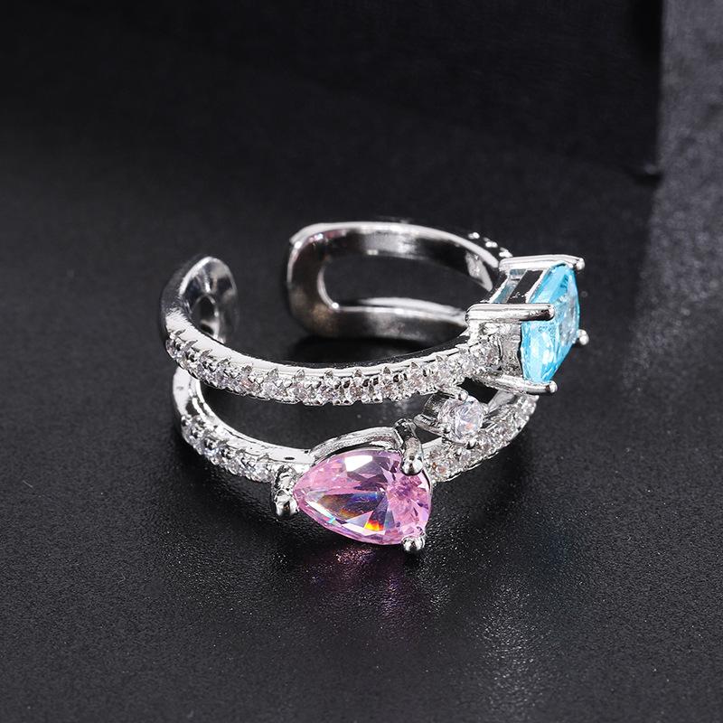 Цветное ювелирное кольцо с красным цирконием, темпераментное обручальное кольцо, ювелирные изделия, женское микробриллиантовое открытое кольцо, мода