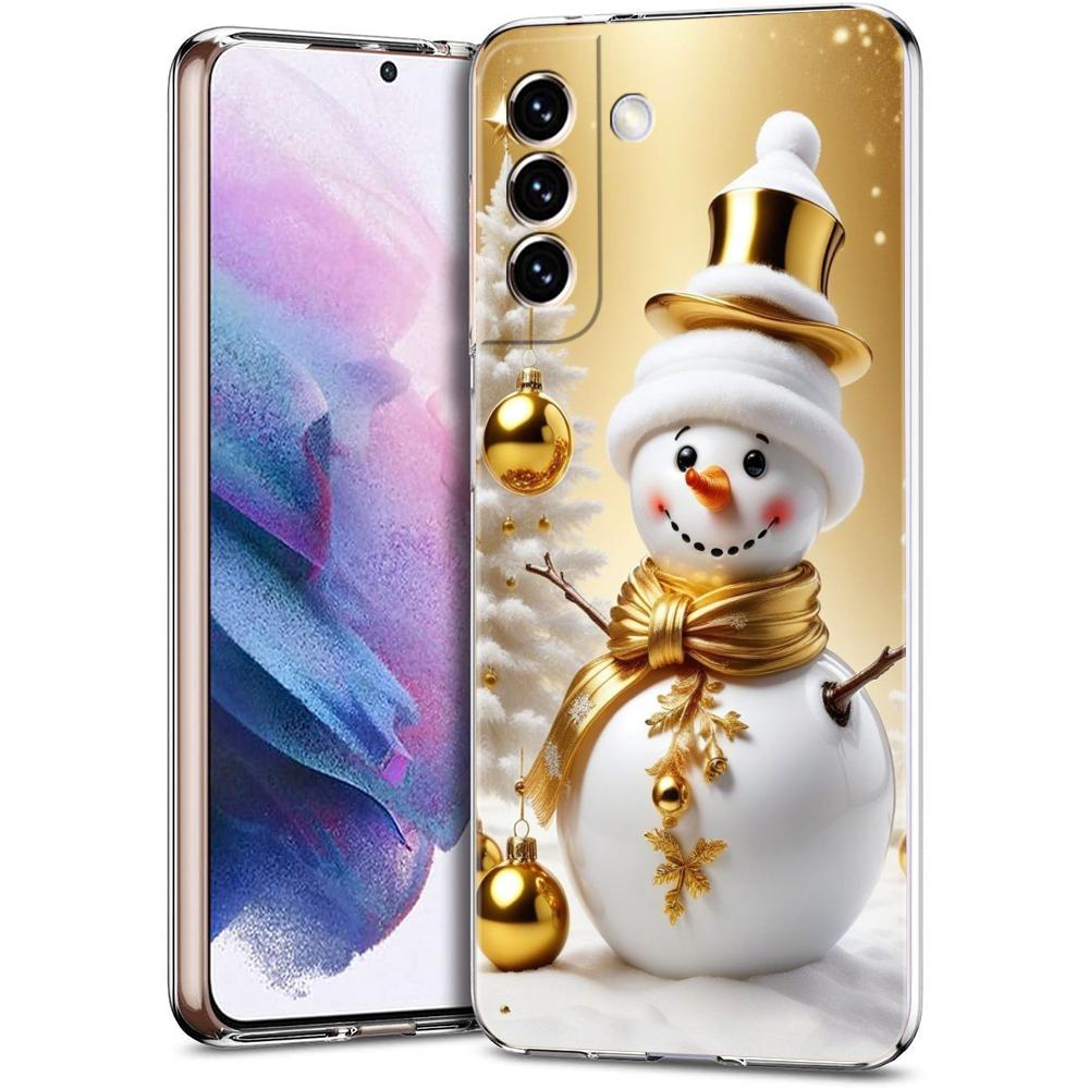 Прозрачный чехол-бампер для телефона Samsung Galaxy S25 S24 S23 S22 S20 S21 FE Ultra S24 S23 S10 S10E Plus с рисунком Рождественского Снеговика
